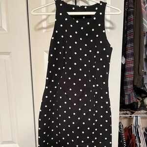Banana Republic Size 6 Polka Dot Black Dress